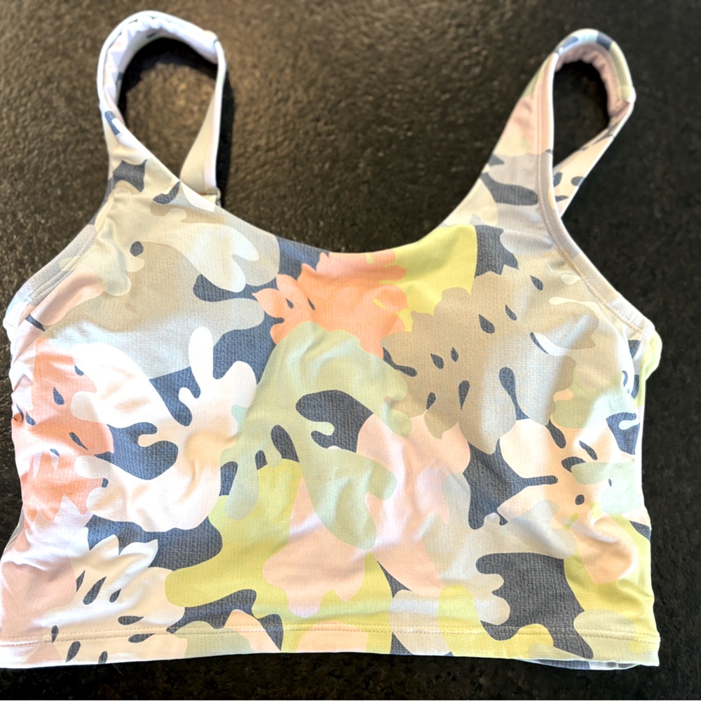 Title Nine Long Line Bikini Top - Multi Floral - Size Medium